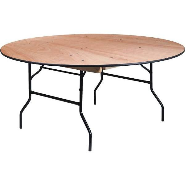 66 In. Natural Wood Tabletop Metal Frame Folding Table