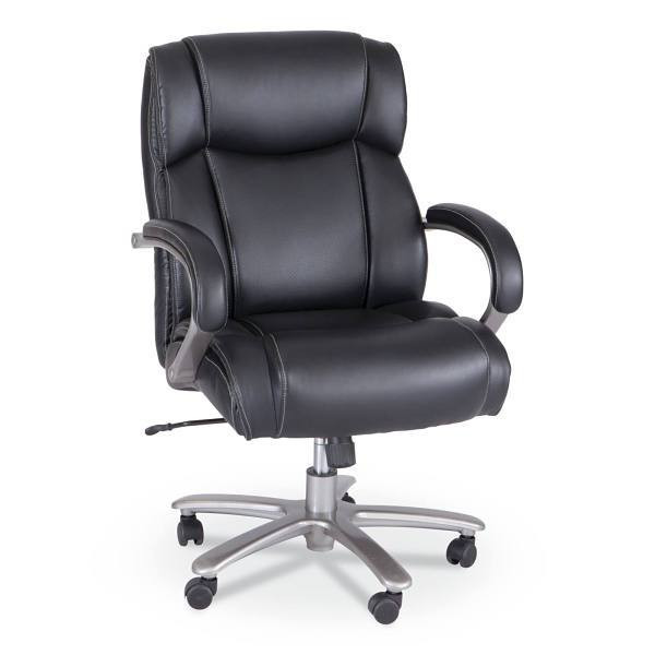 Safco Lineage Big & Tall Mid Back Chair, 28" Back, 21.5" To 25.25", Black Seat
