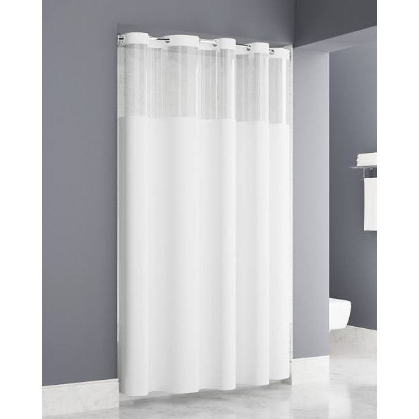 Zenna Home Easy Hang  Peva 8 White Shower Curtain 71x74 Clear Window Hook White - Case Of 12