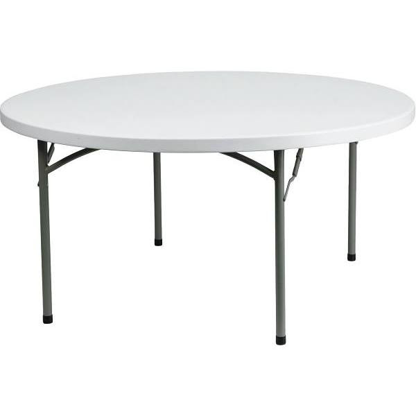 59.75 In. Plastic Tabletop Metal Frame Folding Table (Granite White)