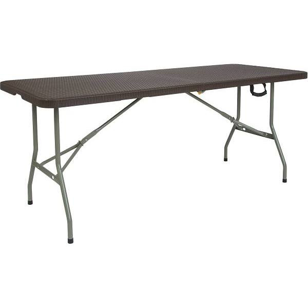 71 In. Plastic Tabletop Metal Frame Folding Table (Brown)