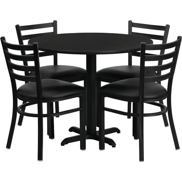 Carnegy Avenue 5-Piece Table And Chair Set (Black Top) (Black Vinyl Seat)