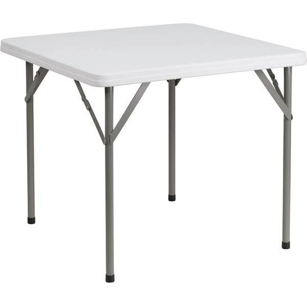 Carnegy Avenue 34.25 In. Plastic Tabletop Metal Frame Folding Table (Granite White)