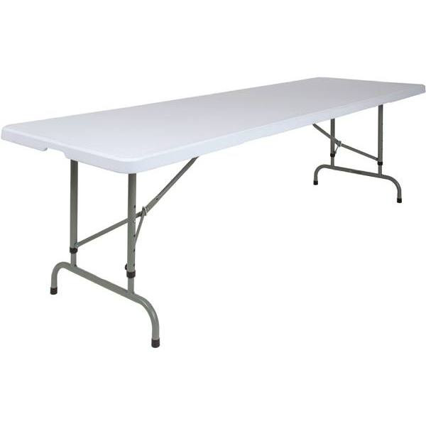 Carnegy Avenue 96 In. Plastic Tabletop Metal Frame Folding Table (Granite White)