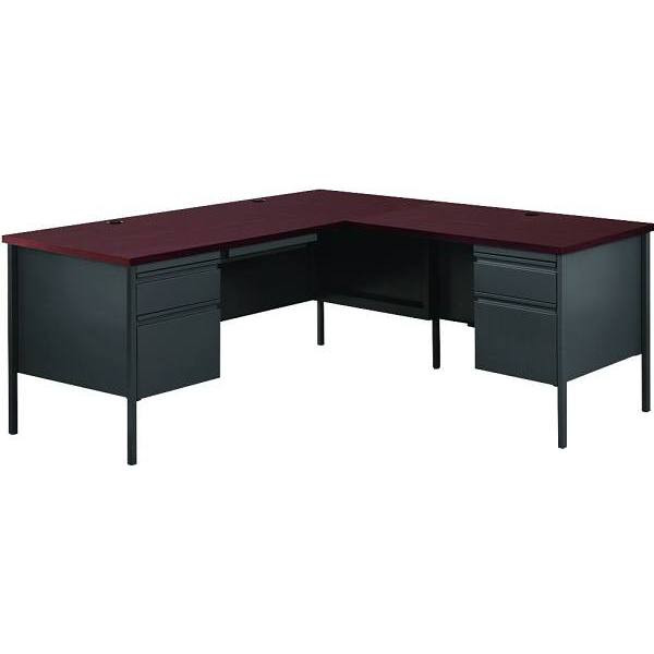 Hirsh 72 In. L-Shaped Executive Desk 4-Drawer With Right Return (Charcoal) (Mahogany)