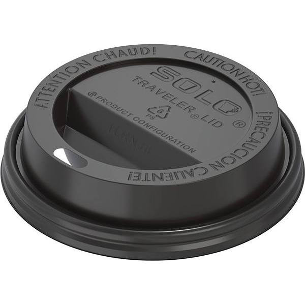 Solo Black Traveler Cappuccino Style Dome Lid W/ Sip Hole (1000-Case)