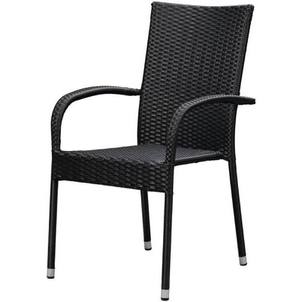 Patio Sense Morgan Stacking Resin Wicker Outdoor Dining Chair "Black