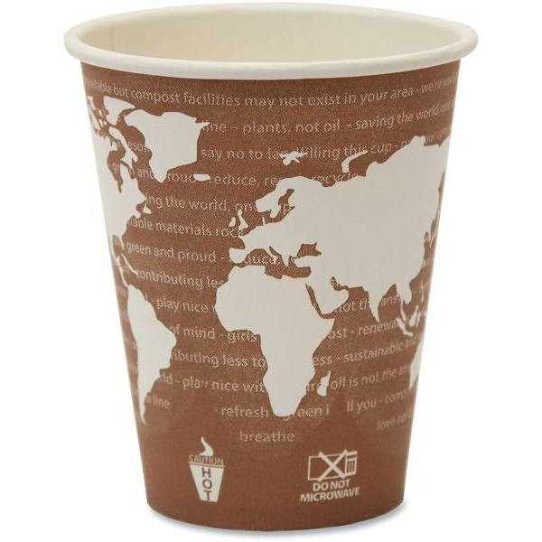 Eco-Products 8 Oz. Plum World Art Compostable Hot Drink Cups (1000-Case)