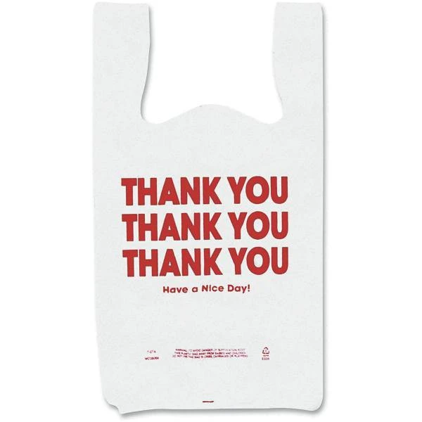 Cosco 11 In. X 22  In. White Thank You Printed Plastic Bags (250-Pack)