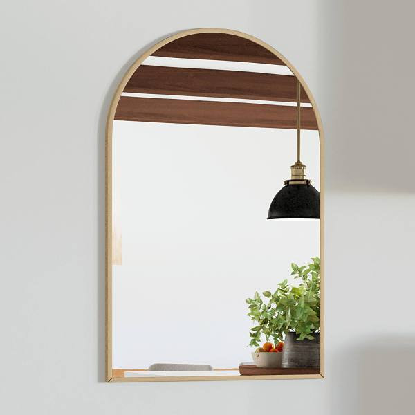 Design House Maeve Arched Wall Mirror With Gold Frame, 36" By 24"