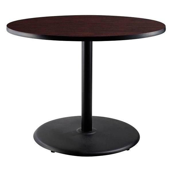 National Public Seating 36"R Cafe Table 30"H Round Base Mahogany Top Black Frame