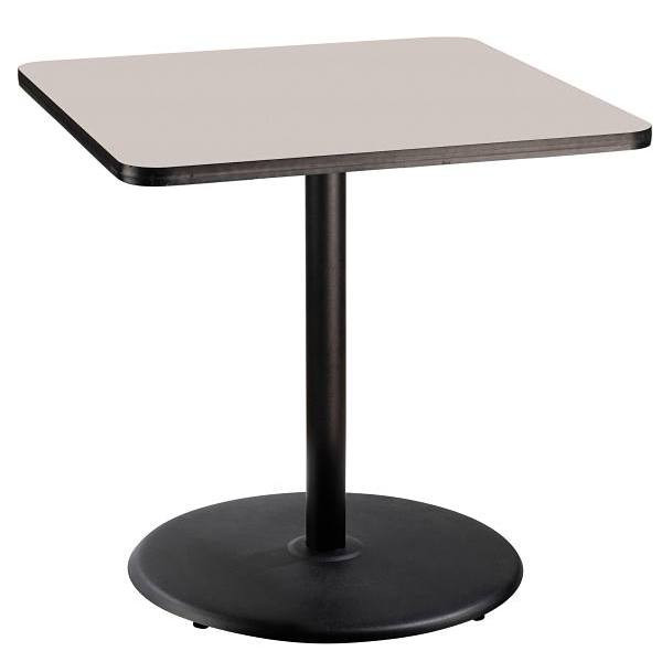 National Public Seating 36"Sq Cafe Table 36"H Round Base Grey Top Black Frame