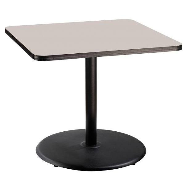 National Public Seating 36"Sq Cafe Table 30"H Round Base Grey Top Black Frame