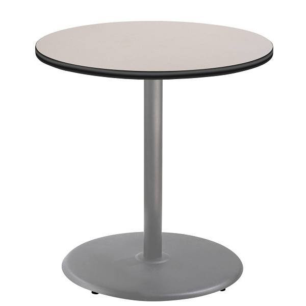 National Public Seating 36"R Cafe Table 36"H Round Base Grey Top Grey Frame