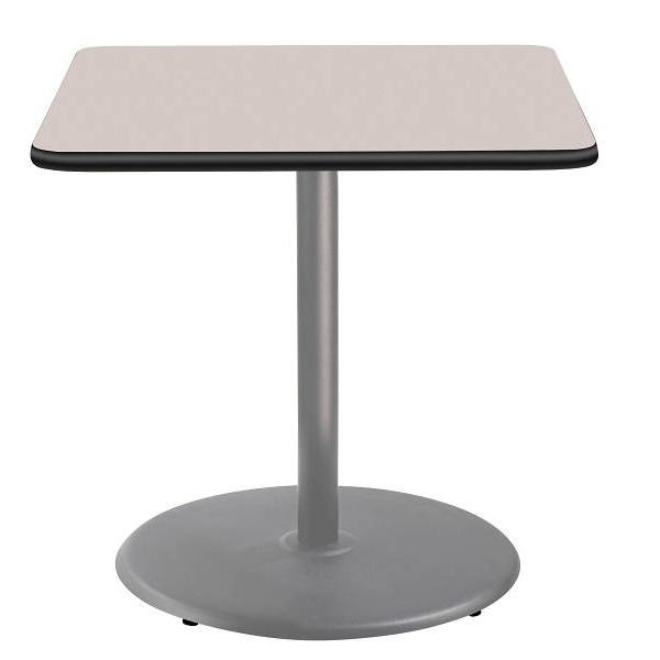 National Public Seating 36"Sq Cafe Table 36"H Round Base Grey Top Grey Frame