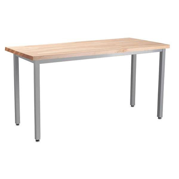 National Public Seating Steel Table 30 X 60 X 30 Butcherblock Top, Grey Frame