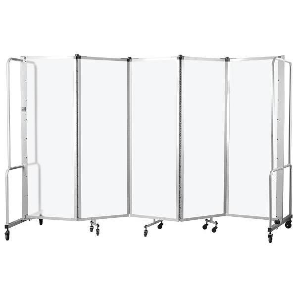 National Public Seating Room Divider 6'H 5 Sections Frosted Panels Grey