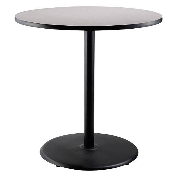 National Public Seating 36"R Cafe Table 42"H Round Base Grey Top Black Frame