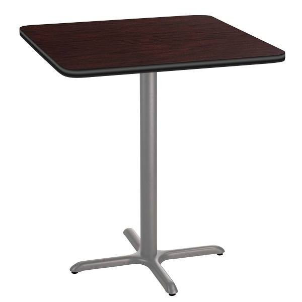 National Public Seating Cafe Table 36" Sq X 42"H  Core/T-Mold Mahogany Grey