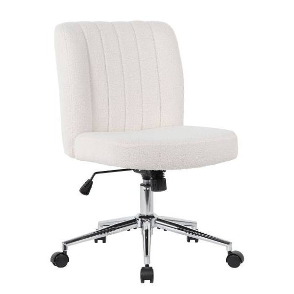 Boss Mid-Back Desk Chair Armless High Crown Chrome Finish Steel Base