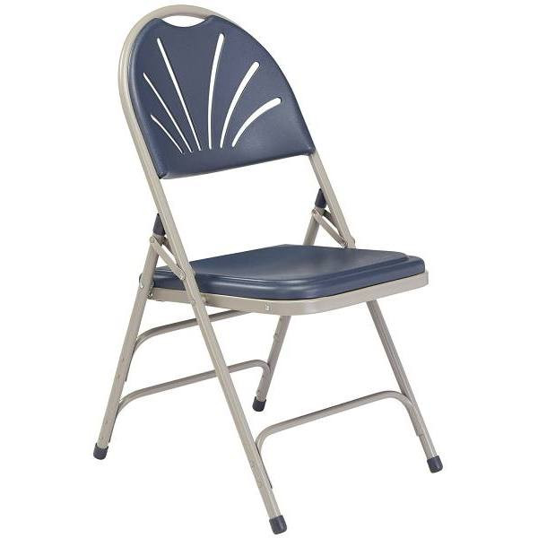 National Public Seating 1100 Series Folding Chair, Blue/Gray, Package Of 4