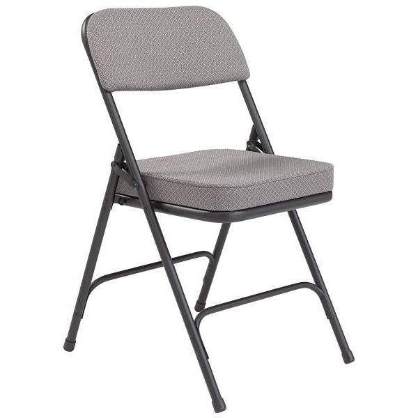 National Public Seating 3200 Series Folding Chair, Fabric, Gray, Package Of 2