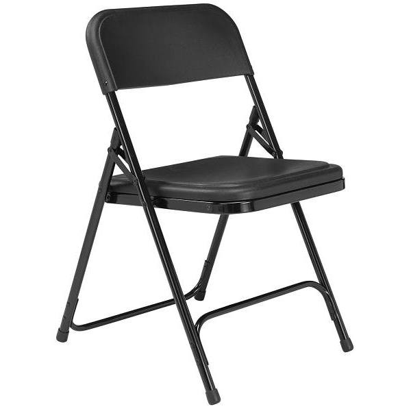 National Public Seating 800 Series Plastic Folding Chair, Black, Package Of 4
