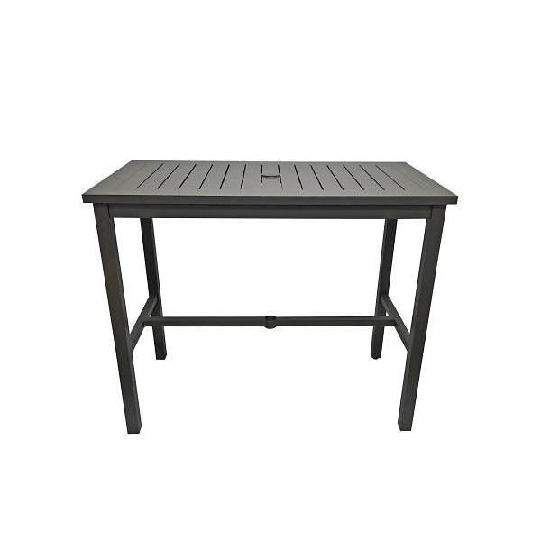 Grosfillex 51x28 Sigma Bar Height Table, 100% Aluminum, Black