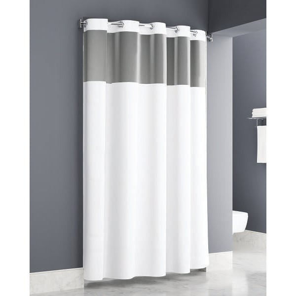 Zenna Traveler Collection Easy Hang  Plainweave White Shower Curtain 71x74 Window With Waterproof Liner Attached - Hook White Case Of 12