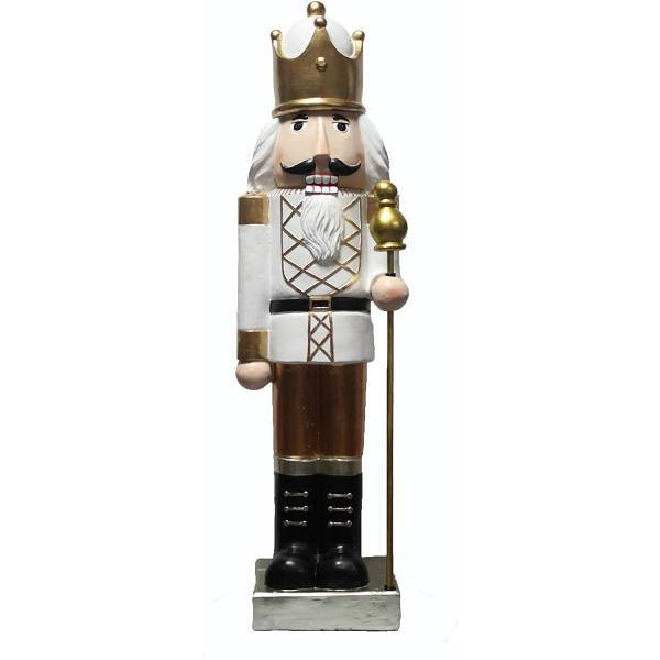 Fraser Hill Farm 48" Nutcracker Christmas Decoration, White And Gold