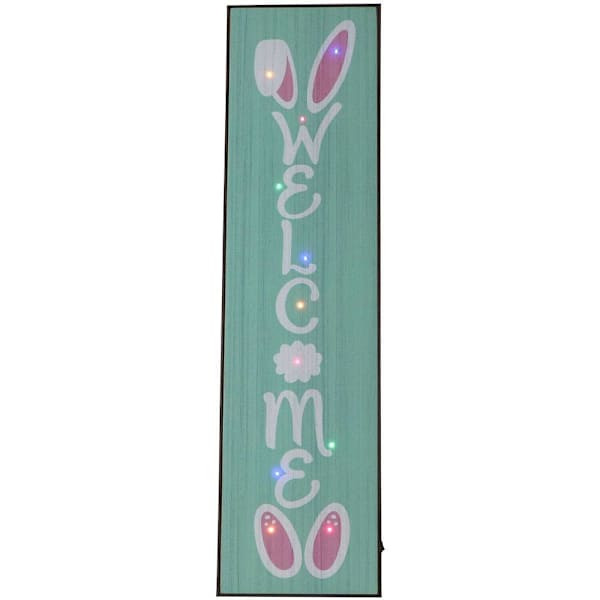 Fraser Hill Farm 45" Easter Welcome Sign With Bunny Ears And LED Lights