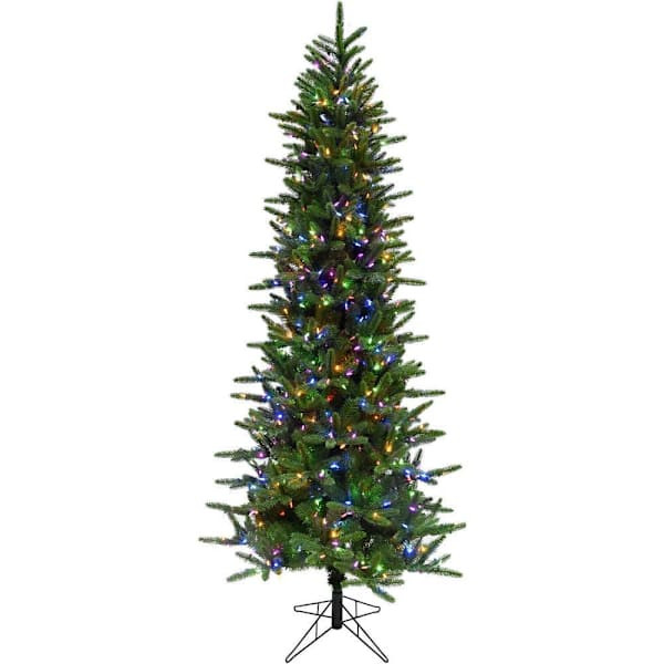 Fraser Hill Farm 6.5' Carmel Pine Slim Christmas Tree With Colorchange LED Light