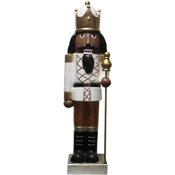 Fraser Hill Farm 48" African American Nutcracker Christmas Decor, White And Gold