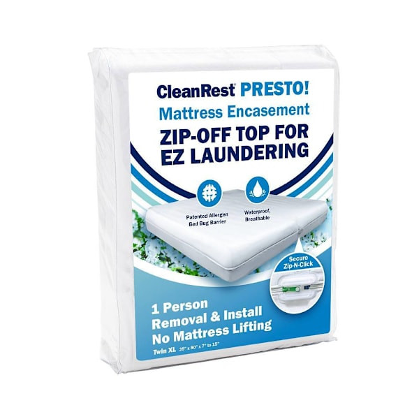 Cleanrest Presto! Zip-Off Top Mattress Encasement Twin Xl 39x80x7-15" Case Of 4