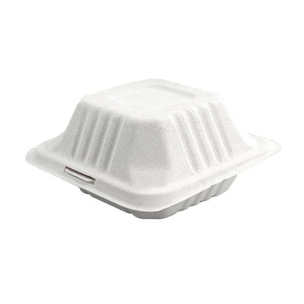 RDI-USA Bagasse Clamshell 6x6 1-Compartment Case Of 500