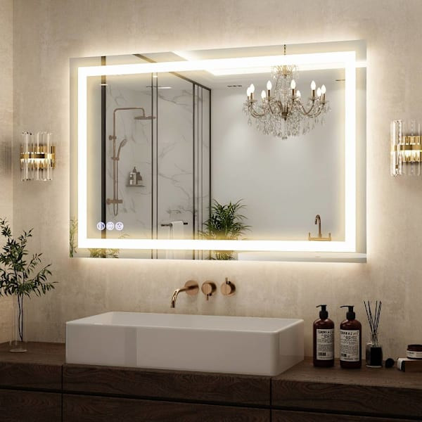 Easly 32" W X 48" H LED Light Anti-Fog Rectangular Frameless Wall Vanity Mirror