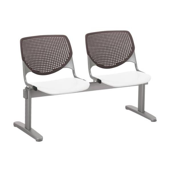 Kfi Seating Kool 2-Seat Reception Bench, Brownstone Backs, White Seats