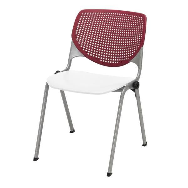 Kfi Seating Kool Stack Chair, Burgundy Back, White Seat