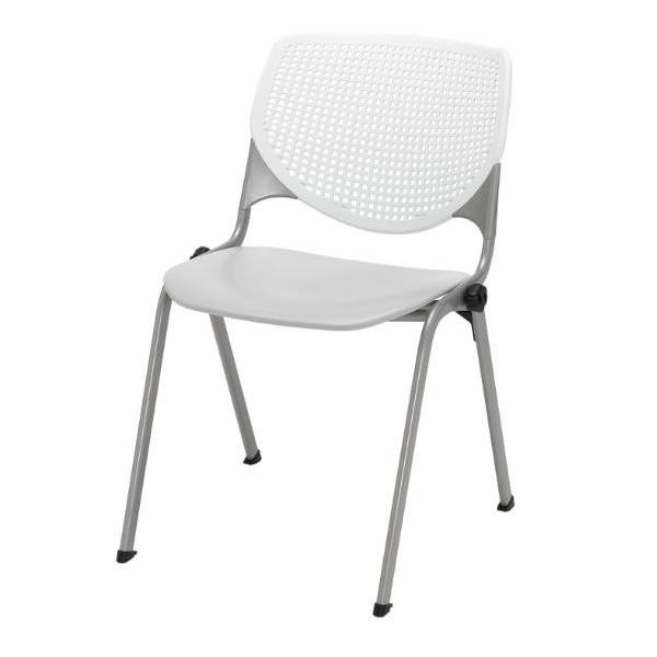 Kfi Seating Kool Stack Chair, White Back, Light Gray Seat