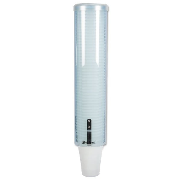San Jamar Translucent Blue Plastic Large Pull-Type Water Cup Dispenser