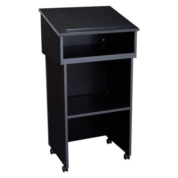Oklahoma Sound Tabletop Lectern And Av Cart/Lectern Base, Black W/Charcoal Trim