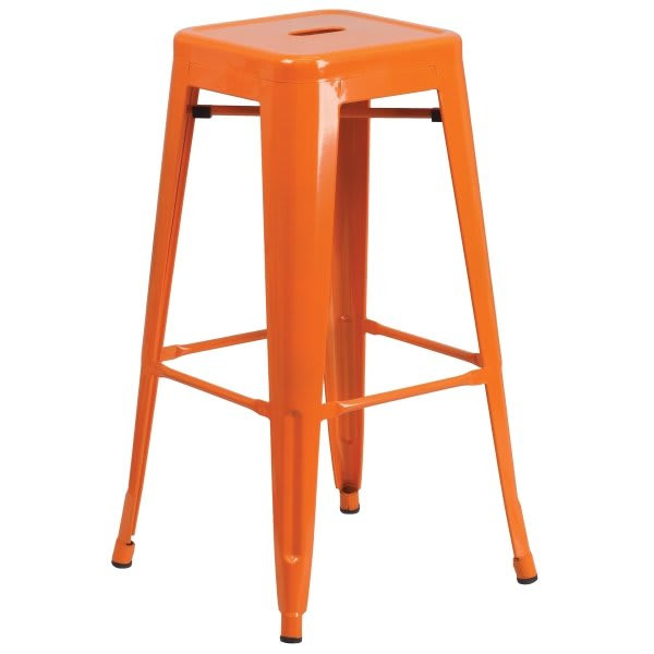 Flash Furniture 30" Backless Orange Metal Bar Stool