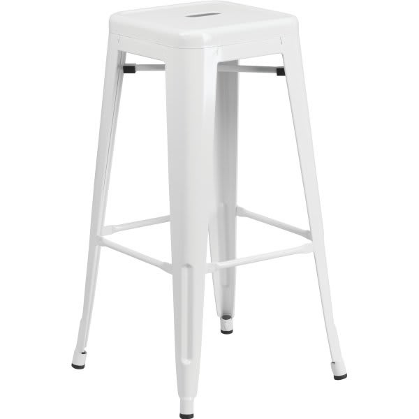 Flash Furniture 30" Backless White Metal Bar Stool