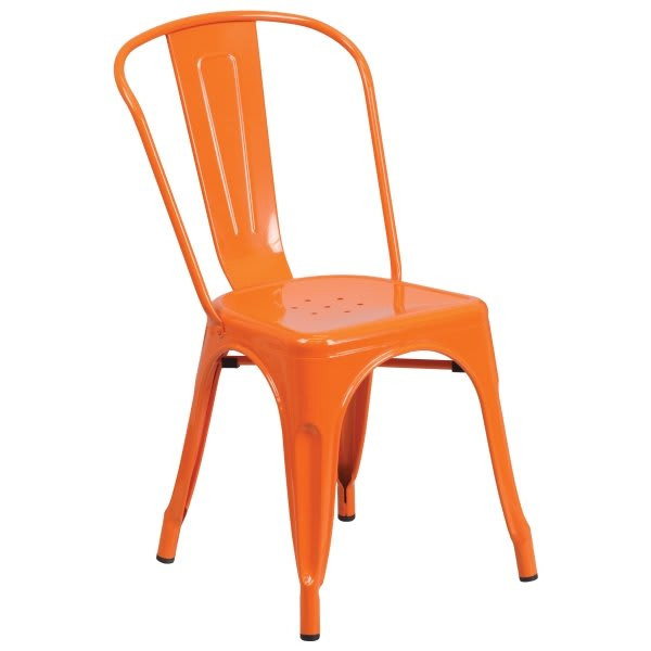 Flash Furniture Indoor/Outdoor Metal Stackable Chair (Orange)