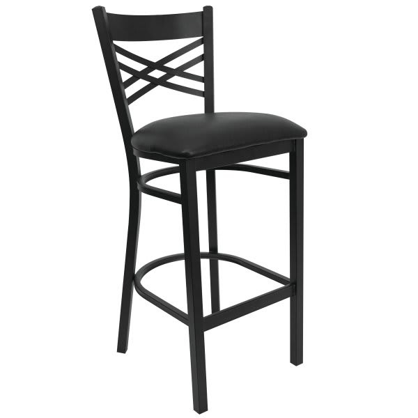 Flash Furniture Hercules Series Black X Back Metal Barstool Black Vinyl Seat