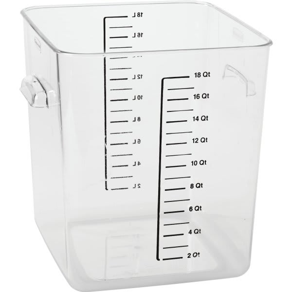 Rubbermaid Commercial 18 Qt Polycarbonate Square Food Storage Container W/ Liter (6-Pack)