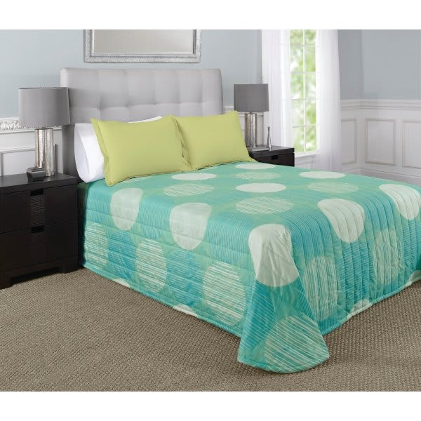 Martex Rx Bedspread King 120x118 Throw Style Circles And Stripes Aqua