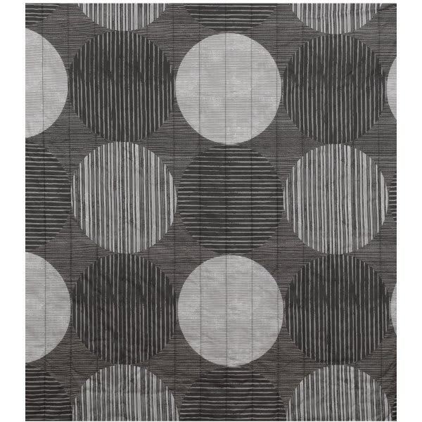 Martex Rx Bedspread Queen 100x118 Throw Style Circles And Stripes Black And Grey