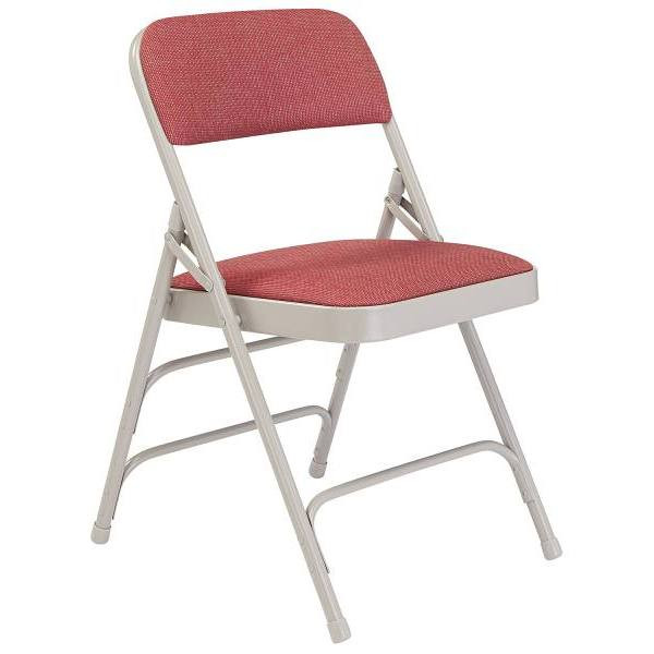 National Public Seating Cabernet Fabric Grey Frame Folding Chairs, Package Of 4