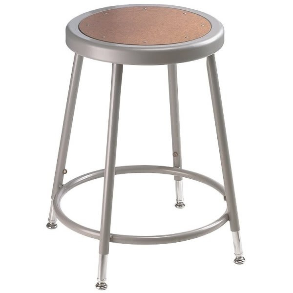 National Public Seating Round 19-26.5" Adjustable Stool With Hardboard Seat